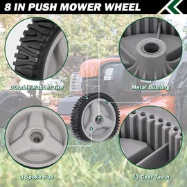 CheeMuii 4 Pack 532401274 Lawn Mower Wheels Kit 8" Push Mower Front Drive Wheels Replace for 401274X460 401274 532411081 Fit for HU700F Self Propelled Lawn Mower Tractor