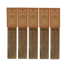 Auroshikha Natural Sandalwood - Incense Sticks (5 Pack, Total 50 Sticks)