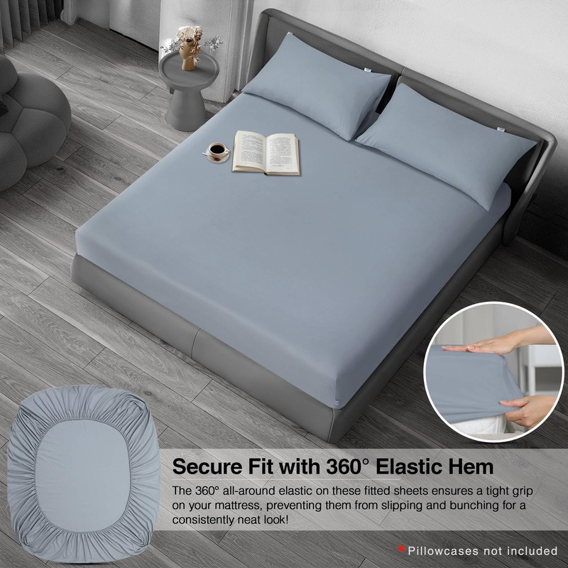 LYMA Bedding Fitted Sheet, King, Deep Pockets 30CM, OEKO-TEX Certified,