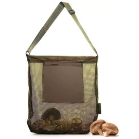 QIBZI Garden Waste Bags, Green Mushroom Picking Bag, Mesh Food Bag, Large Capacity Harvest Bag, Mesh Box, Adjustable Shoulder Strap