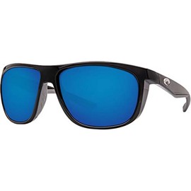 Costa Del Mar Unisex-Adult Kiwa Sunglasses, Shiny Black/Blue Mirror-580G, 59 mm