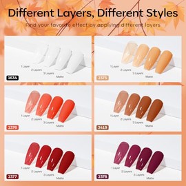 modelones- Juego de esmaltes de uñas en gel para otoño, 6 colores, esmalte en gel gelatinoso, blanco, naranja, nude, marrón, gel neutro, diseño de uña
