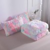 Wajade Faux Fur Plush Rainbow Comforter Set Fluffy Fuzzy Shaggy