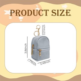 ONRAGT Mini Backpack Keyring, Pack of 3 Cute Mini Cosmetic Bag, PU Leather, Small Bag, Zip, Mini Bag, Black, Light Grey, Pink, for Coins, Lipstick, Keys, Data Cable, Black, light grey, pink