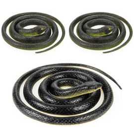 NAKIMO 3 Pieces Realistic Rubber Snake 50” & 31.5” Fake Snake Toy for Garden Props and Practical Joke