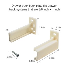 Drawer Track Back Plate Compatible with Prime-Line R 7265, 3/8 in. x 1 in. ABS Hard Materials, Off-White (1 Pair)