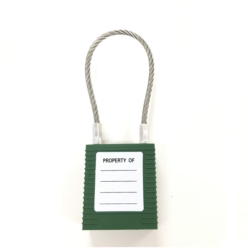 Lockout Cable Padlock Green Body: High Performance Plastic, Nylon, Hanging: