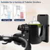 Universal Stroller Cup Holder with Phone Holder, 360°Rotatable Bottle Holder