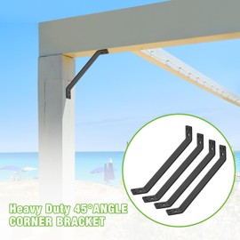 4 Pcs Inside Moun 45-Degree Angle Bracket,7.28" x 1.5" Heavy Duty Corner Brace Support,45 Degree Support Knee Braces,Post to Beam Connectors,Thickness 3mm