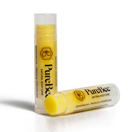 Lip Balm with Beeswax & Propolis Without Aroma | Natural Lip Care Handmade in Baden-Württemberg | With Jojoba, Avocado & Apricot Kernel Oil | PureBee (Without Aroma, 1 Pen)