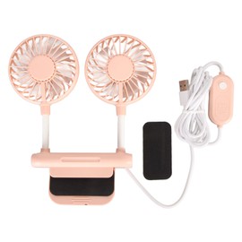 Monitor Fan 2 Heads 3 Speed Modes 6.6ft USB Cable Noiseless Space Saving Clip On Computer Fan for Family Office Pink