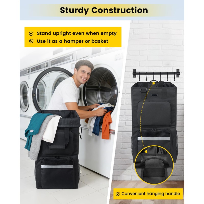 Vorspack 2 in 1 Laundry Bag Backpack with Shoulder Straps,