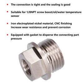 M18x1.5 to 1/8NPT Sensor Adapter Sensor Port Plug Thread Exhaust Water Temperature Sensor Fitting with Gasket