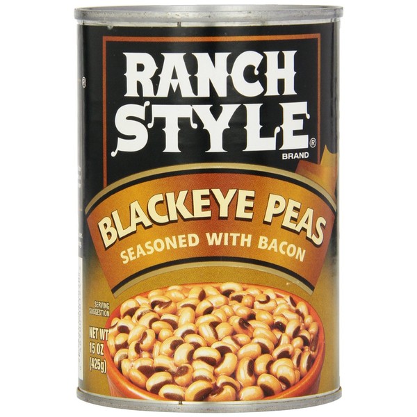 Ranch Style Blackeye Peas with Bacon 15 Ounce Can (Pack of 6)