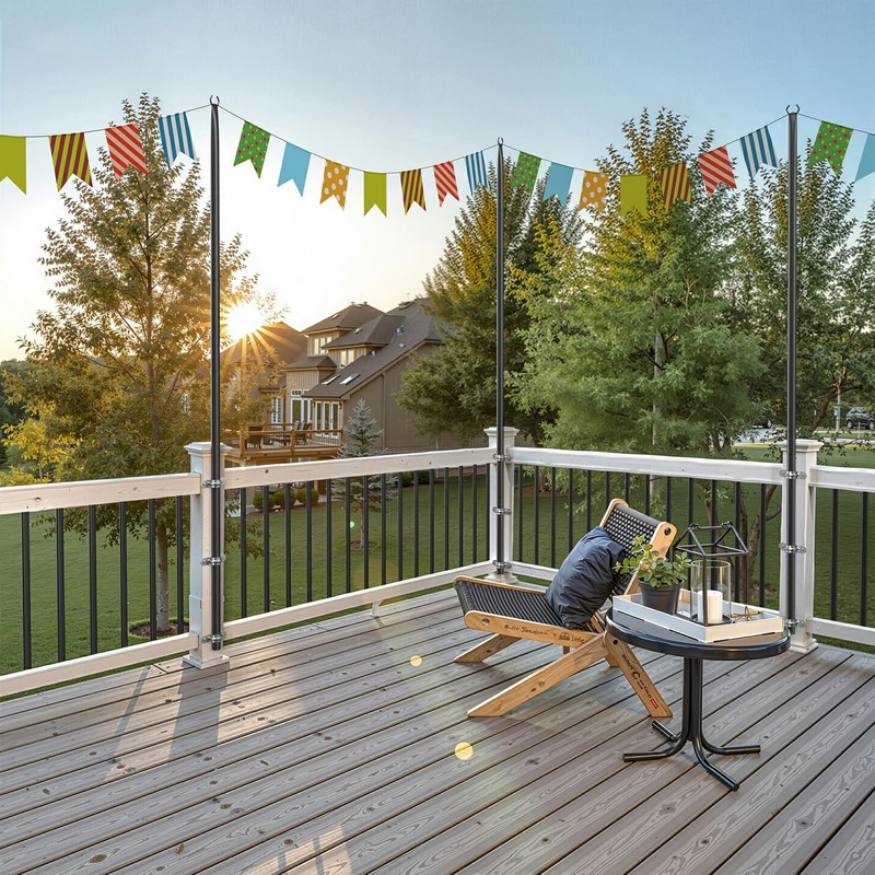 4 Pack String Light Poles for Outside, 10Ft Adjustable Outdoor