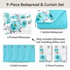 Queen Size Bedspread Set 9 Pieces, Sapphire Flower