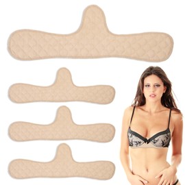 Piriuuo 4 Pcs Cotton Bra Liners, Bra Liners to Absorb Sweat Under Breasts Reusable Under Breasts Sweats Absorb Pads Soft Breast Sweats Wicking Pads Bras Sweat Liner for Women (Skin Color)