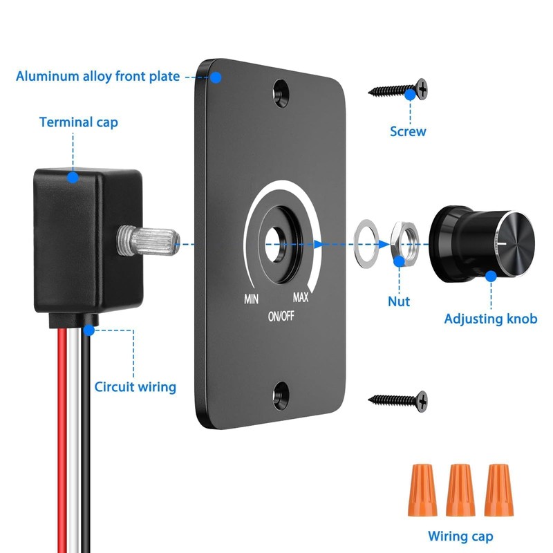 Linkstyle 12V Dimmer Switch, Rotary ON/Off Dimmer for Car Trailers