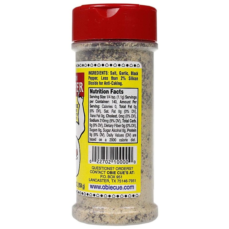 Obie Cue's Garlic Pepper Seasoning Double Strength No MSG Sugar