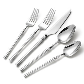 Lazycorner Silverware Set 30 Pcs Flatware Set 18/10 Stainless Steel Utensils Set Forks and Spoons Silverware Set Mirror Finish Cutlery Set For Restaurant Hotel Party Dishwasher Safe