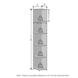 Furinno Basic 5-Tier Corner Multipurpose Standing Shelf, White