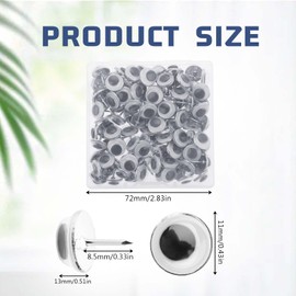 50 Pcs Black Thumb Tacks, Flat Thumb Tacks, Black Wiggle Googly Eye Push Pins, Creative Push Pins Tacks for Wall Corkboard Map Calendar Photo Home Office Craft Supplies