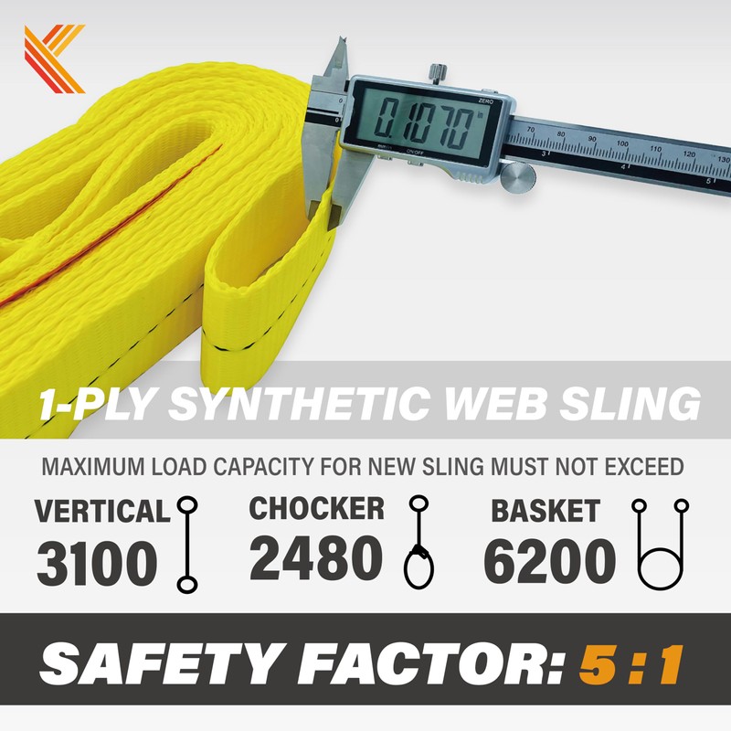 1-Ply Webbing Sling 2”x 15ft Lifting Straps 1Pack Heavy Duty