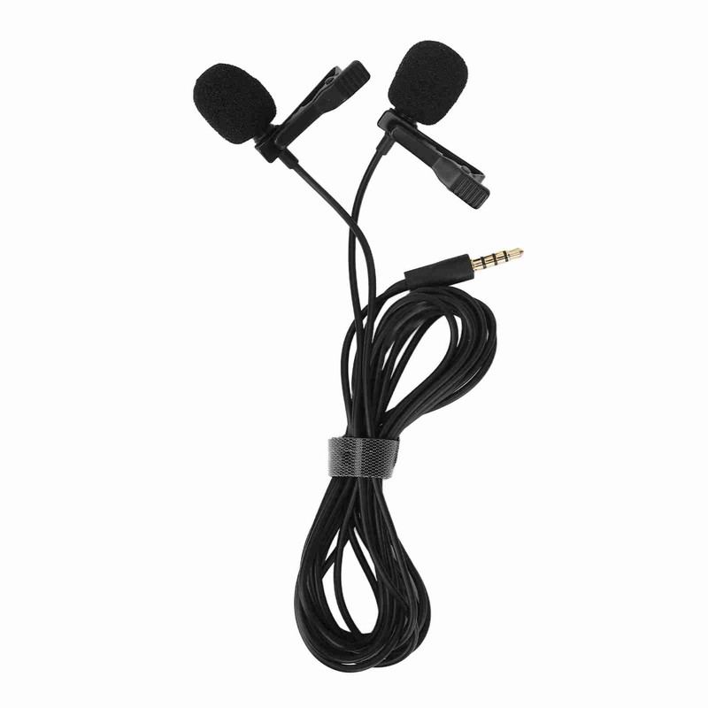 Black Double Head Lavalier Lapel Microphone No Driver Installation Required