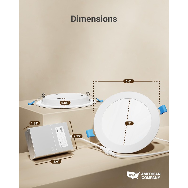 Sunco 12 Pack Recessed Lighting 6 Inch LED, Canless Ceiling