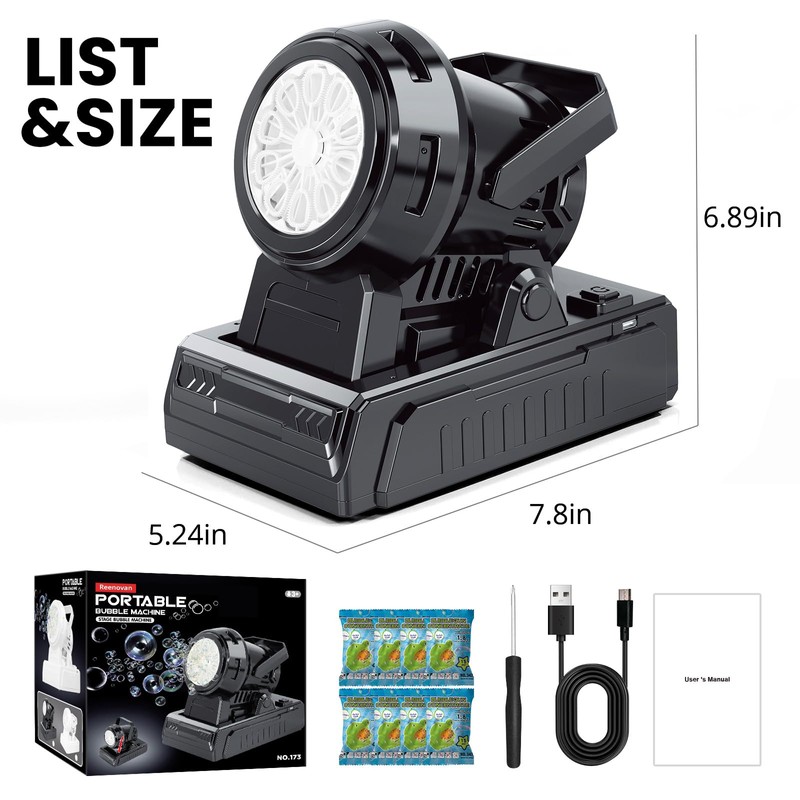 Tecnock Plug in Automatic Bubble Machine 3 Charging Methods Leak