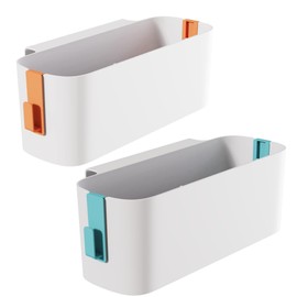 Yitobici Pack of 2 Hanging Bed Organiser Storage Baskets, Hanging Baskets with 2 Removable Hooks, Robust Bedside Table Caddy, Dorm, for Family, Office (Blue + Orange)