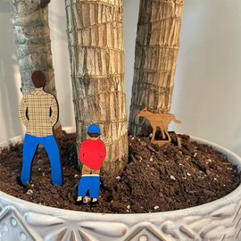 3PCS Funny Plant Pot Decor Wooden Garden Small Lawn Stakes Adornment Flower Pot Decorations