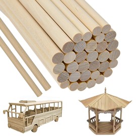 SLTAXAR Pack of 40 Wooden Sticks for Crafts Wooden Sticks Diameter 10 mm Diameter 8 mm x 30 cm Long Craft Wood Round Wooden Sticks Natural Wood Sticks for Crafts Round Wood Sticks for Crafts for Model