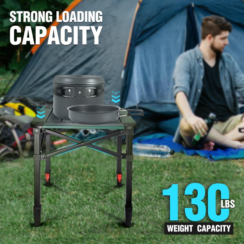 VILLEY Folding Camping Square Table with Carry Bag, Lightweight Aluminum
