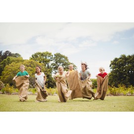 COTTON CRAFT Potato Sack Race Bags - Set of 4 Jute Burlap Bags for Kids and Adults - Playground Fitness - Outdoor Games Birthday Picnic Easter Jumping Hopping Garden Toys Storage Santa Sacks - 24 x 39