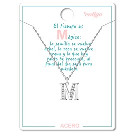 Cotigo - Stainless Steel Letter Necklace with Sparkling Cubic Zirconia Stone - Women's Necklace with Letter Pendant A-Z - Initial Pendant - Gift for Women, Mother's Day, Anniversary, Standard