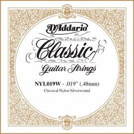 D'Addario .019 Silver Plated Copper Single String for Classical Guitar