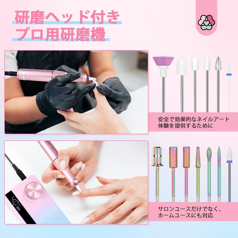 Saviland Pink Blue Nail Drill Portable Professional 40000 RPM Upgrade