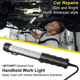 LED Trouble Light with Corded(25FT), Drop Lights Automotive with Magnet, Swivel Hook, Flashlight, ETL Listed, 16 AWG Work Light Suitable for Car Repair, Workshop Light, Machinery and Construction