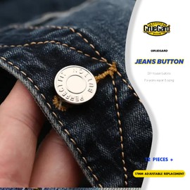 GrueGard Jeans Button without Sewing, 12 Pieces 17 mm Adjustable Replacement Button Pants Tighten, DIY Trouser Buttons for Jeans Repair & Size Adjustment (Silver)
