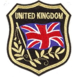 UK United Kingdom Flag in shield Embroidered Patches 3.25"x2.75" iron-on