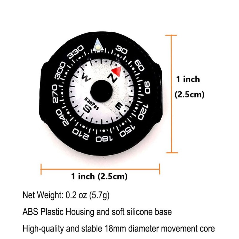KanPas Mini Button Map Compass with Turnable Bezel for Watchband