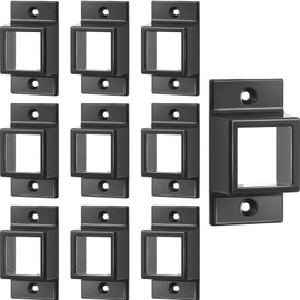 Zonon 1" x 1" Black Aluminum Fence Brackets Standard Wall Mount for Rails Double Flange Metal Square Brackets Residential Black Flat Fence Brackets for Fencing Railing Mounting(10 Pcs)