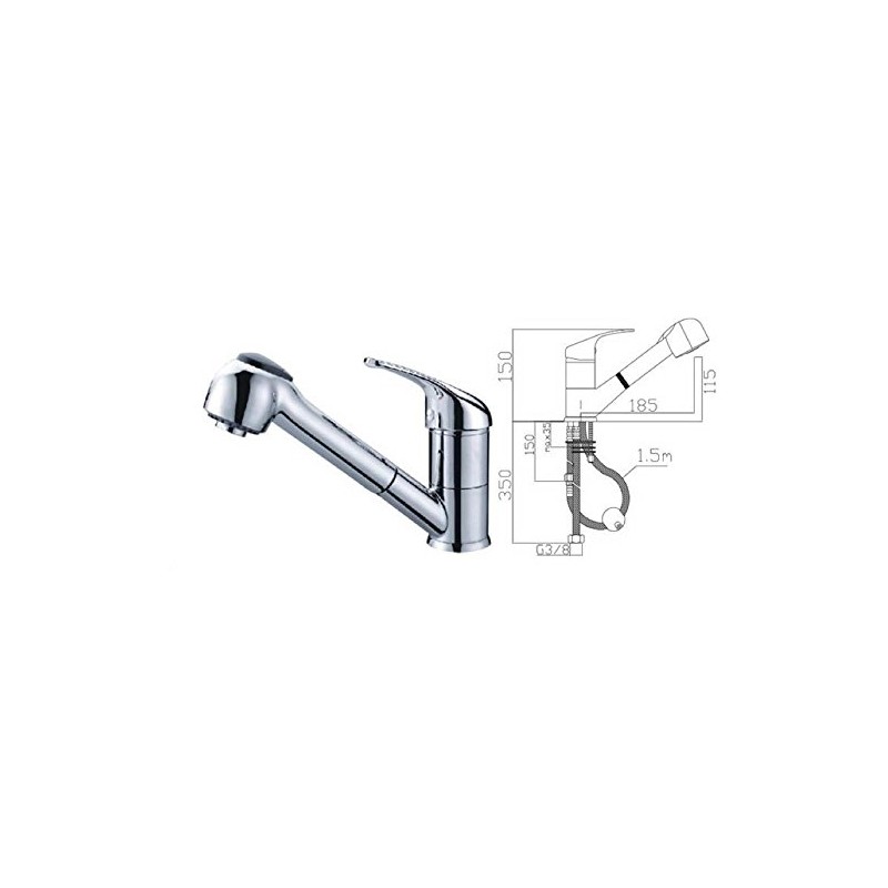 Flexo Stainless Steel 1.5 m for M3/8" x H 1/2"