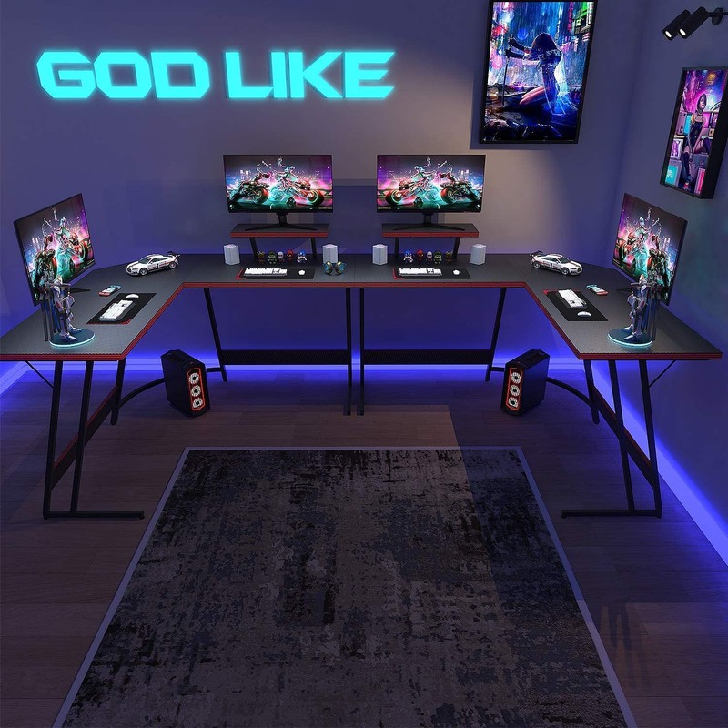 VICTONE L Shaped Gaming Desk, Corner Desk with Monitor Stand,