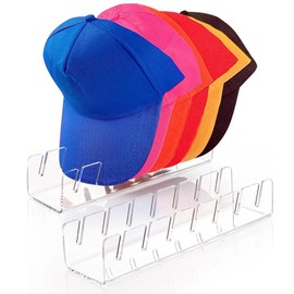 Cap Holder, 2 Pieces Acrylic Hat Stand Storage Baseball Cap Holder, Desktop Baseball Cap Organiser, Can Be Stored 14 Hats, for Display of Baseball Caps, Transparent
