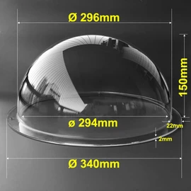 OwlCat Big Size Diameter 13.3 inch/340MM Acrylic Dome Flange Clear Plastic Hemisphere Indoor/Outdoor CCTV Replacement Clear Dome Camera Cover Security Dome Camera Housing Clear color 340x150 340x150