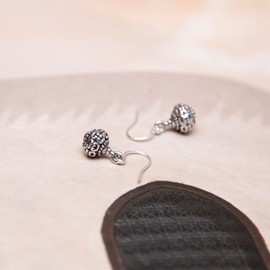 Tuscany Silver Women's Sterling Silver Oxidised Antique Style Patterned Drop Earrings, 10.5 x 24 mm