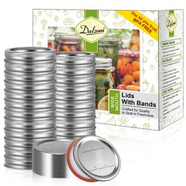 Dalzom® 144Pcs Canning Lids with Rings Wide Mouth, Premium Mason Jar Lids with Rings for Ball, Kerr Jars - Food Grade Material, 100% Fit & Airtight for Wide Mouth Mason Jars