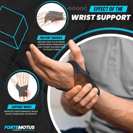 FORTEMOTUS Wrist Support Brace, Copper Infused Adjustable Wrist Wrap Strap for Carpal Tunnel, Wrist Discomfort Relief, Wrist Tfcc Tear, Fitness, Weightlifting, Sport Protect